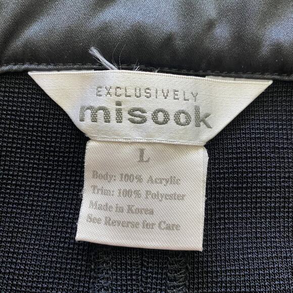 Exclusively Misook Knit 100% Acrylic Polyester Trim Black Pants Size Large EUC - Picture 3 of 7